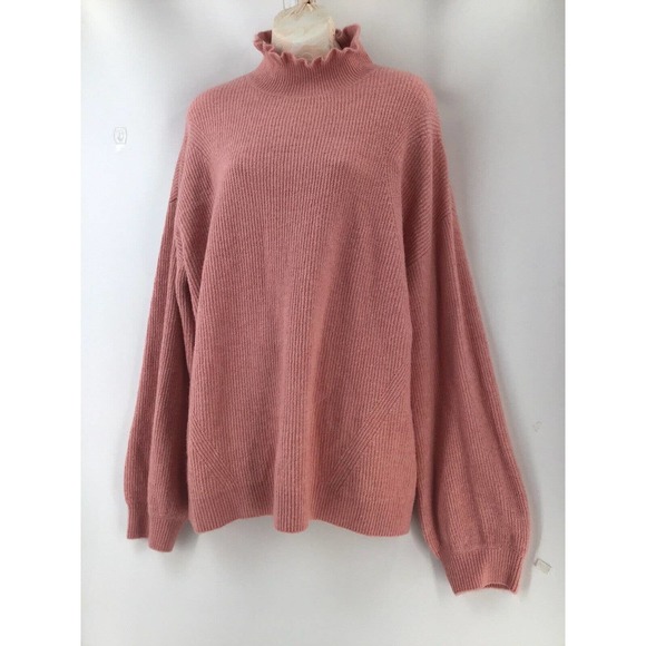 Halogen Sweater Women Size X1 Wool Blend Ruffles Neck Blush - Picture 5 of 16